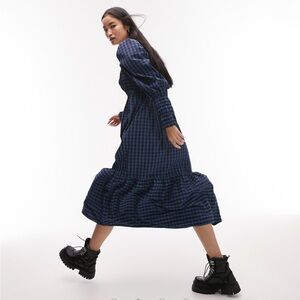 TOPSHOP | Blue Checkered Midi Dress